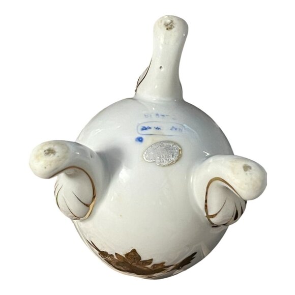 Vintage Napcoware Japan Porcelain Egg Shell Vase – Gold Floral Tripod Footed - Picture 6 of 6